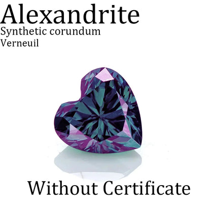Lab Grown Alexandrite synthetic Stone Heart Cut change from Green to Purple High quality for Jewelry Making  AGL Certificate