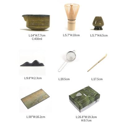 7pcs 4pcs Japanese Matcha Set Handmade Home Easy Clean Bowl Bamboo Whisk Teaspoon Tea Sets Tea Making Tools Accessories Ceremony - AMULET RING STORE