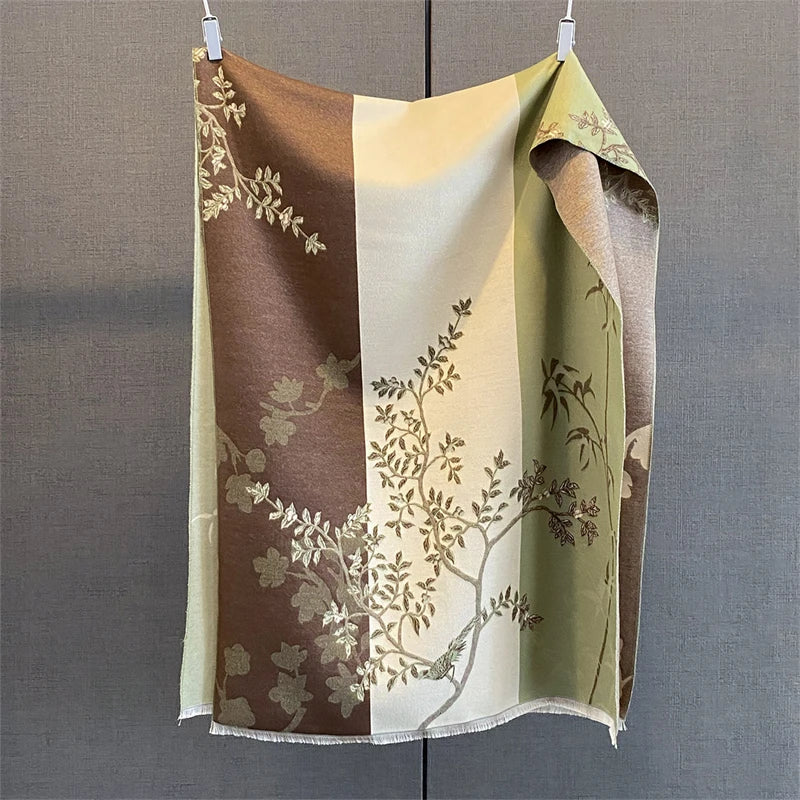 Travel Poncho Warm Cashmere Scarf Women 2025 Luxury Thick Blanket Winter Bufanda Shawl Print New Wraps Pashmina Female Stoles - AMULET RING STORE