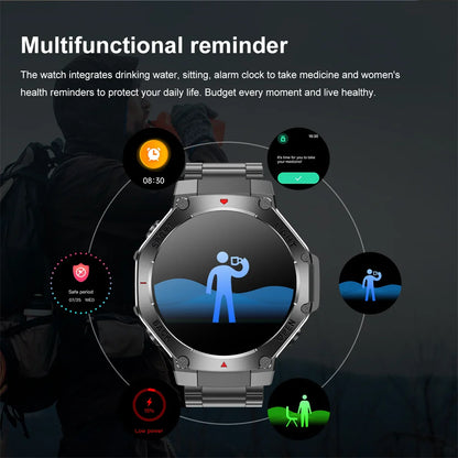 2025 New Men Sports Smart Watch GPS AMOLED Heart Rate Monitoring LED Flashlight NFC Bluetooth Call 3ATM Waterproof Smartwatches