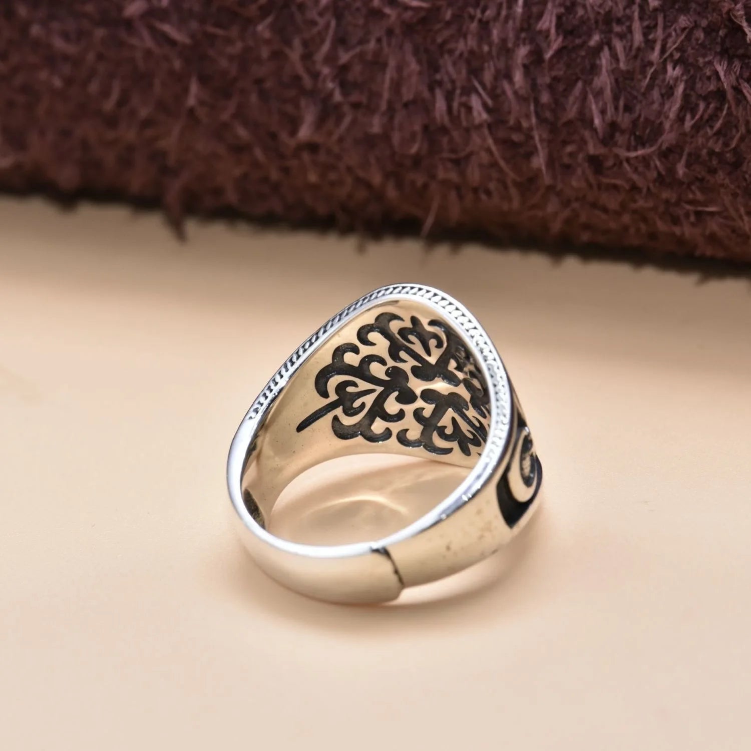 Vintage Arab Style Rings for Men Stainless Ethnic Arabic Calligraphy Ring - AMULET RING STORE