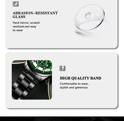 Fashion Men Stainless Steel Watch Luxury Calendar Quartz Wrist Watch Mens Business Watches for Man Luminous Clock - AMULET RING STORE