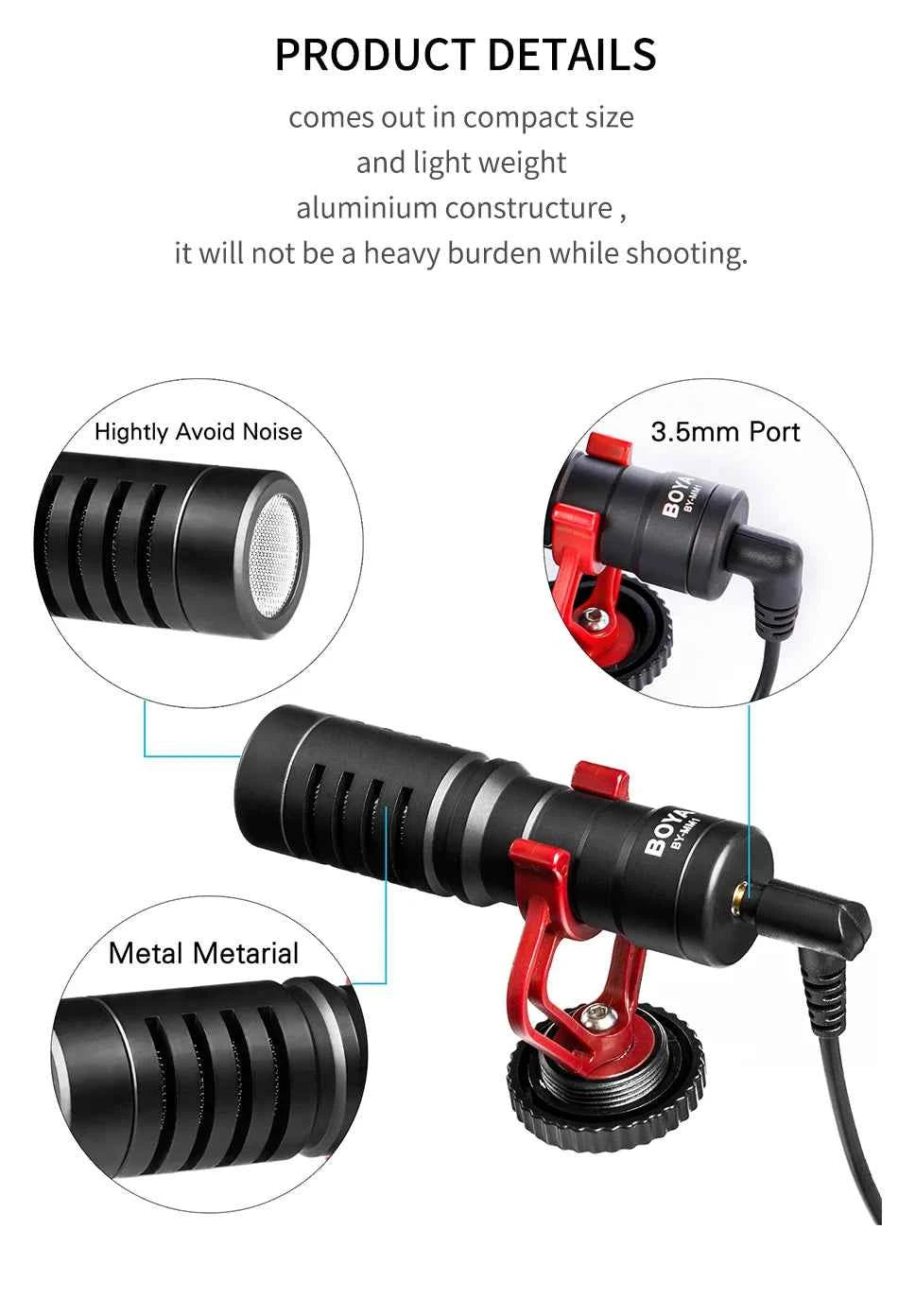 BOYA BY-MM1 Professional Cardioid Shotgun Microphone for iPhone Android Smartphone PC Canon Nikon DSLR Camera Recording Vlog