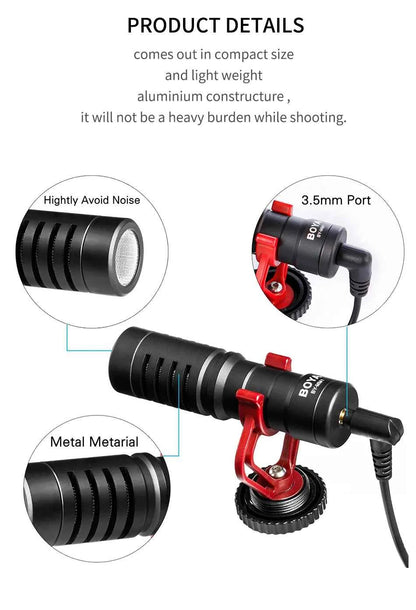 BOYA BY-MM1 Professional Cardioid Shotgun Microphone for iPhone Android Smartphone PC Canon Nikon DSLR Camera Recording Vlog