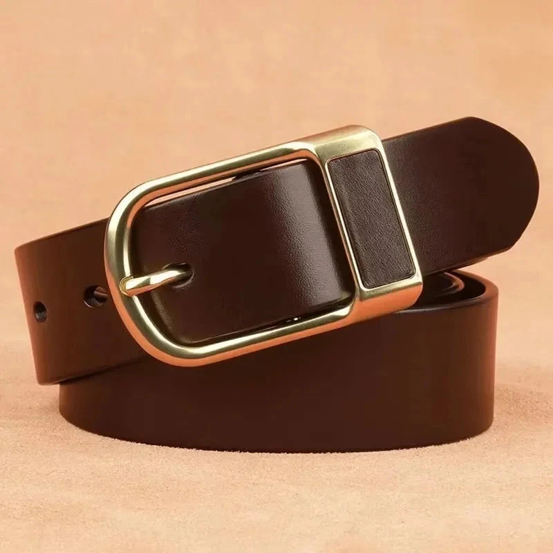 Genuine Leather For Men's High Quality Buckle Jeans Cowskin Casual Belts Business Cowboy Waistband Male Fashion Designer 2024New - AMULET RING STORE