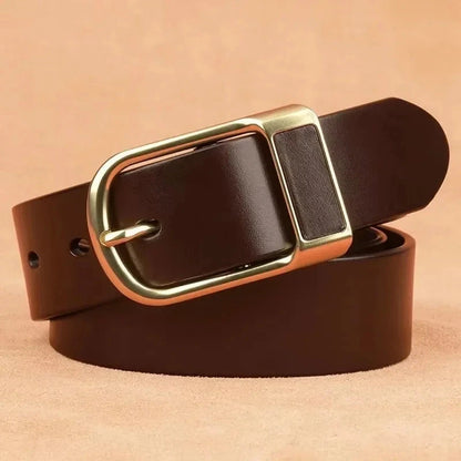 Genuine Leather For Men's High Quality Buckle Jeans Cowskin Casual Belts Business Cowboy Waistband Male Fashion Designer 2024New - AMULET RING STORE