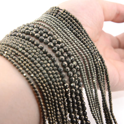 Natural Pyrite Faceted Round / Rondell Beads 2mm,3mm,4mm,1x2mm,2x3mm，for Jewelry Making Bracelet Necklace Beads DIY Wholesale - AMULET RING STORE