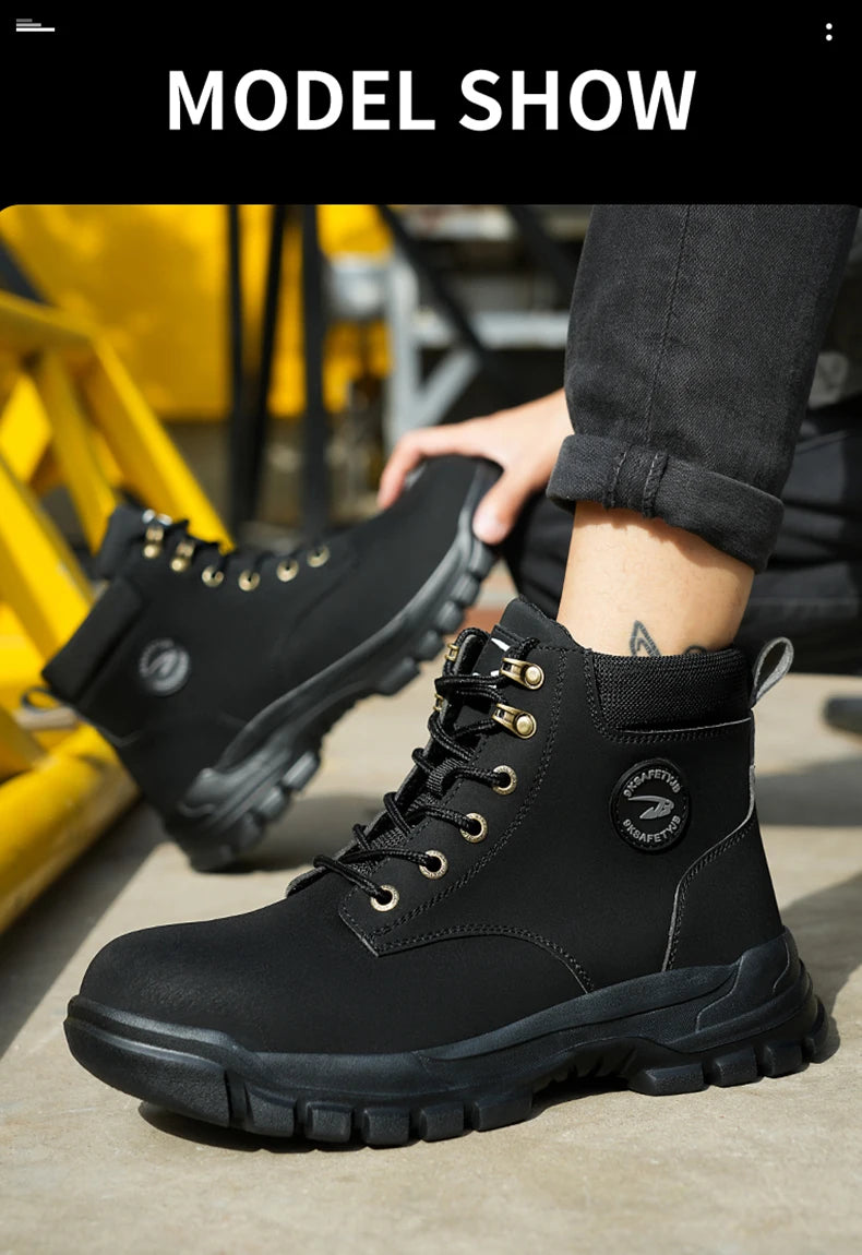 High-top PU anti-smash anti-puncture breathable safety shoes - AMULET RING STORE