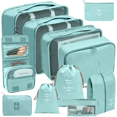 8/9/10/11 Pcs Set Travel Organizer Storage Bags Suitcase Packing Cubes Set Cases Portable Luggage Clothe Shoe Tidy Pouch Folding - AMULET RING STORE