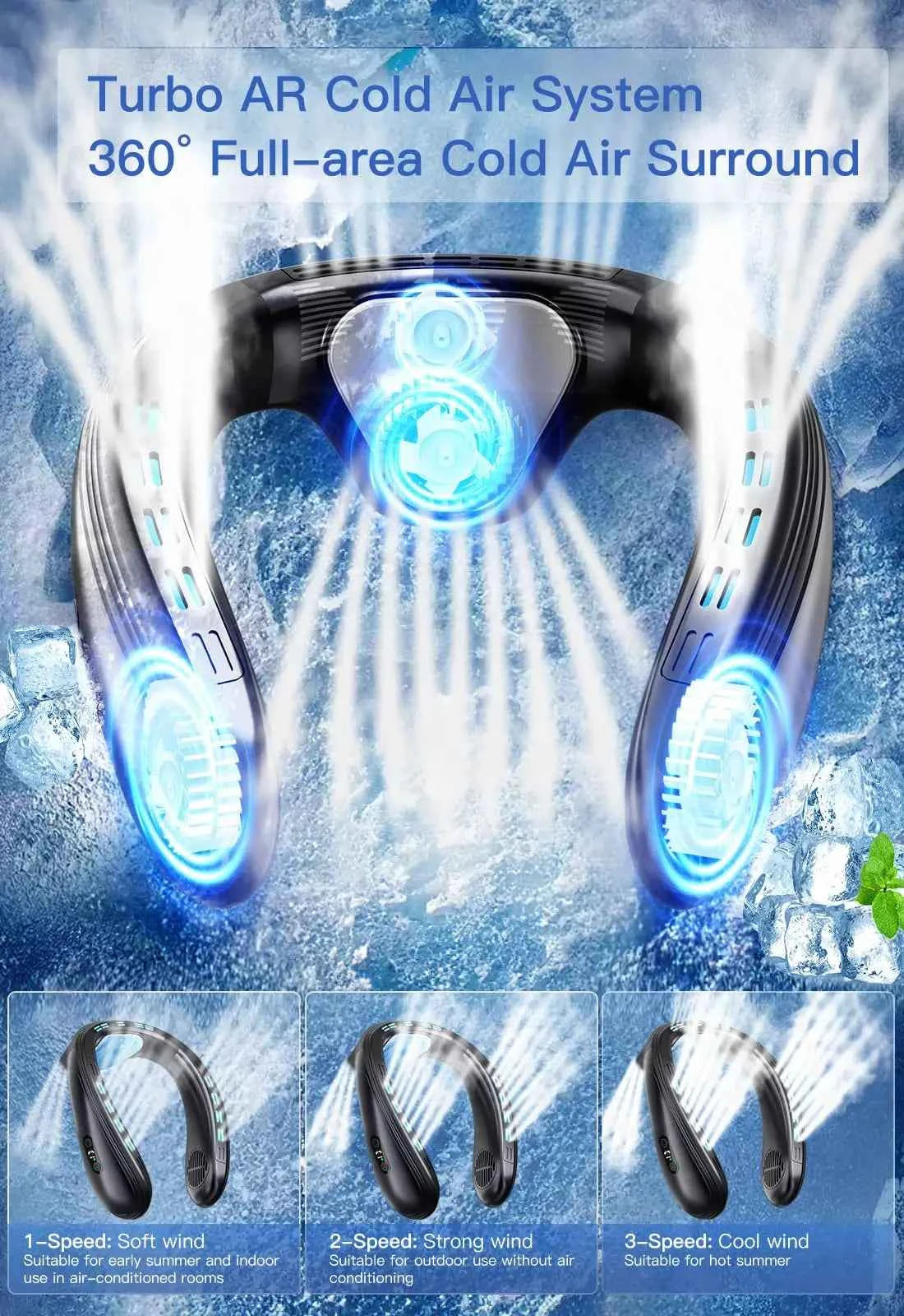 2024 New Neck Air Conditioner Portable Neck Fan Rechargeable Semiconductor Cooling Bladeless Fan Wearable Cooler multi purpose