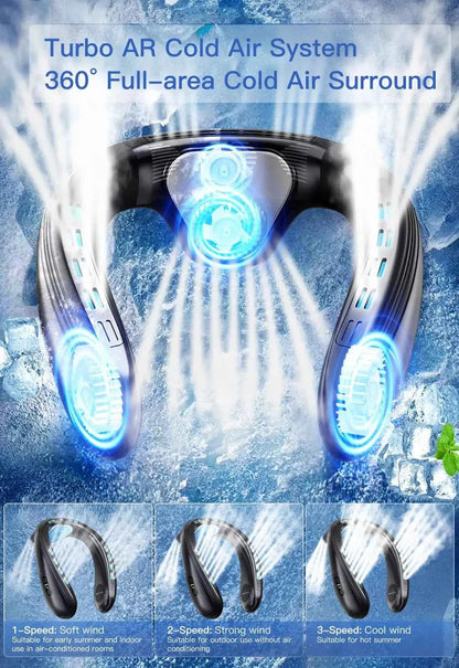 2024 New Neck Air Conditioner Portable Neck Fan Rechargeable Semiconductor Cooling Bladeless Fan Wearable Cooler multi purpose