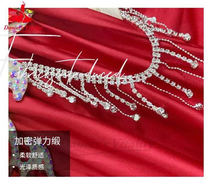 Belly Dance Performance Suit for Women Senior AB Stones Bra+satin Split Long Skirt 2pcs for Women Oriental Belly Dancing Outfit