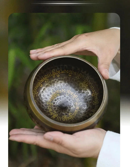 Nepal Handmade Tibetan Bowls Large Brass Singing Bowl Buddhist Meditation Sound Therapy Chakras Healing Sound Bowls Mindfulness - AMULET RING STORE