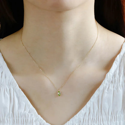 LAMOON Natrual Peridot Necklace For Women Gemstone Pendant 925 Sterling Silver Gold Plated Fine Jewelry August Birthstone Gift