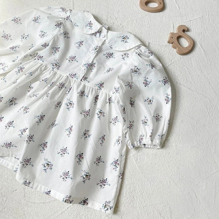 2024 New Autumn 0-3Yrs Kids Princess Dress Baby Bodysuits Long Sleeved Cotton Print Infant Baby Girls Party Dress Sister Clothes