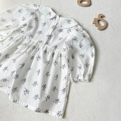 2024 New Autumn 0-3Yrs Kids Princess Dress Baby Bodysuits Long Sleeved Cotton Print Infant Baby Girls Party Dress Sister Clothes