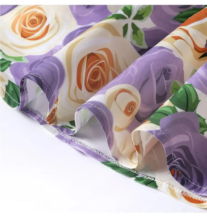 Summer Girls Rose Print Dress Princess Wedding Birthday Party Frocks Satin Children Vestidos Dresses For Girl Christmas Clothing