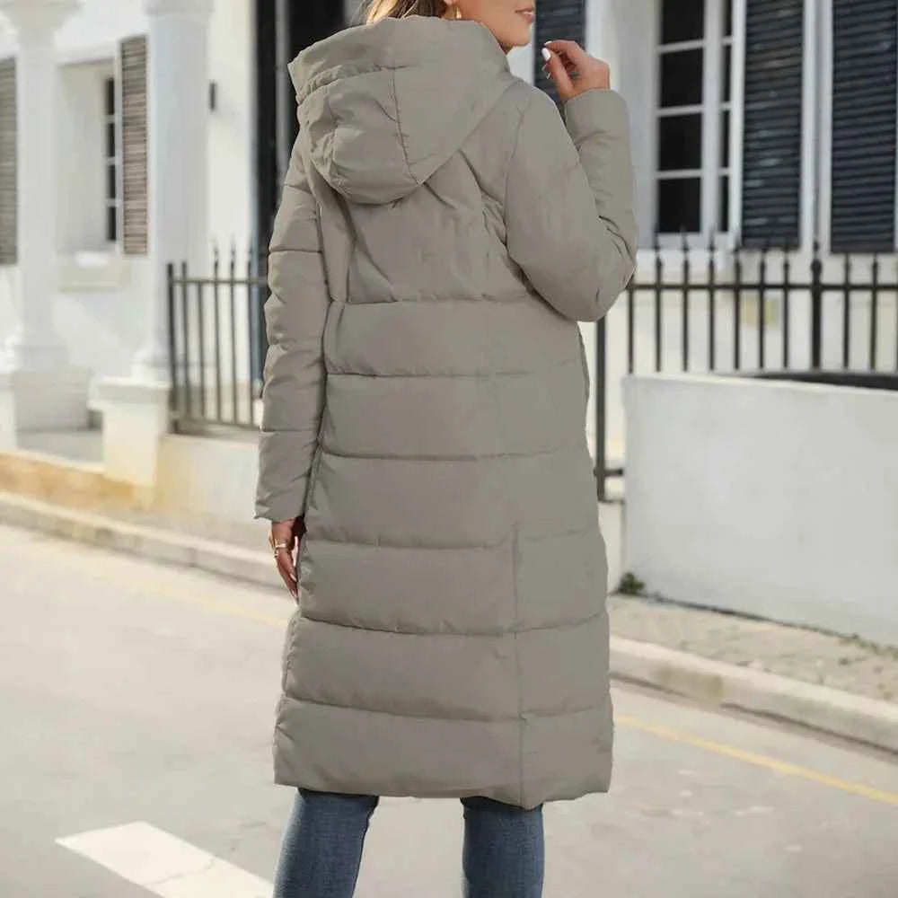 Women's Padded Coat Autumn Winter Simple Basics Zipper Long Sleeve Hoodie Daily Long Padded Clothes
