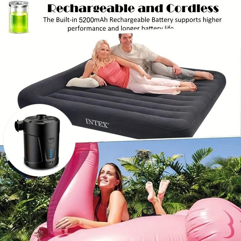 Portable air pump outdoor camping air mattress swimming pool swimming ring inflatable sofa air pump home - AMULET RING STORE
