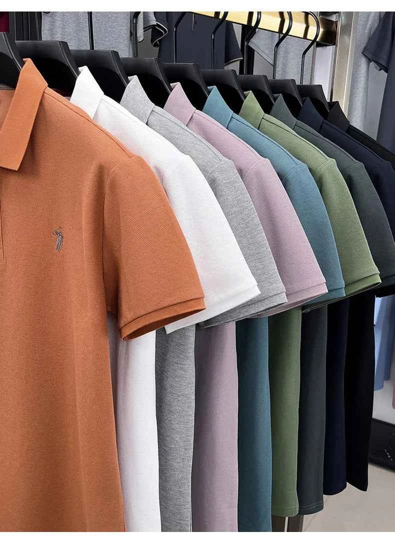 100% pure cotton men's short sleeved polo shirt hot selling summer fashionable horse logo embroidery classic Paul casual T-shirt