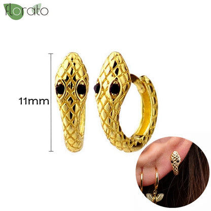 925 Sterling Silver Needle Fashion Round Pendant Small Earrings Luxury Gold Hoop Earrings for Women Premium Black Jewelry Gifts - AMULET RING STORE