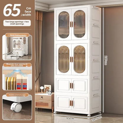 Stackable Large Capacity Fold Storage Box Plastic Clothing Storage Bin with Lid with Wheels Sundries Storages With Double Door - AMULET RING STORE