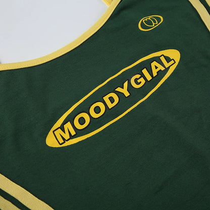 HEYounGIRL Tennis Style Spaghetti Strap Mini Dress Letter Print Contrast Color Sleeveless Women Short Dresses Summer Casual - AMULET RING STORE