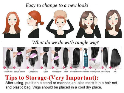 Black Ombre Red Layered Wig Synthetic Long Wavy Women Fluffy Lolita Style Cosplay Wig Middle Part for Daily Party - AMULET RING STORE