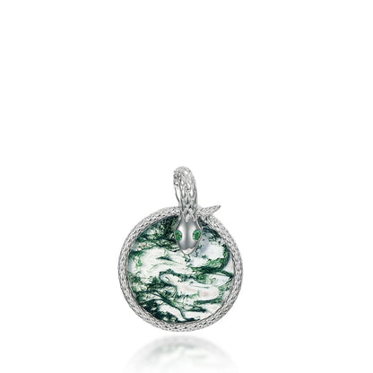 WES 100% 925 Silver Natural Unique Boho Moss Agate Pendant Necklace for Woman Earth Day Forest Jewelry Engagement Gift Wholesale - AMULET RING STORE