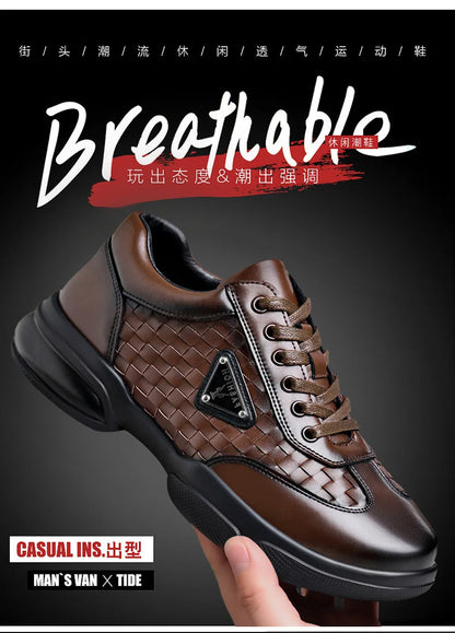 Men's Shoes Original Casual Leather Men Training Wear Resistant Sneakers Outdoor Male Treking Footwear Breathable Lace-up Shoes