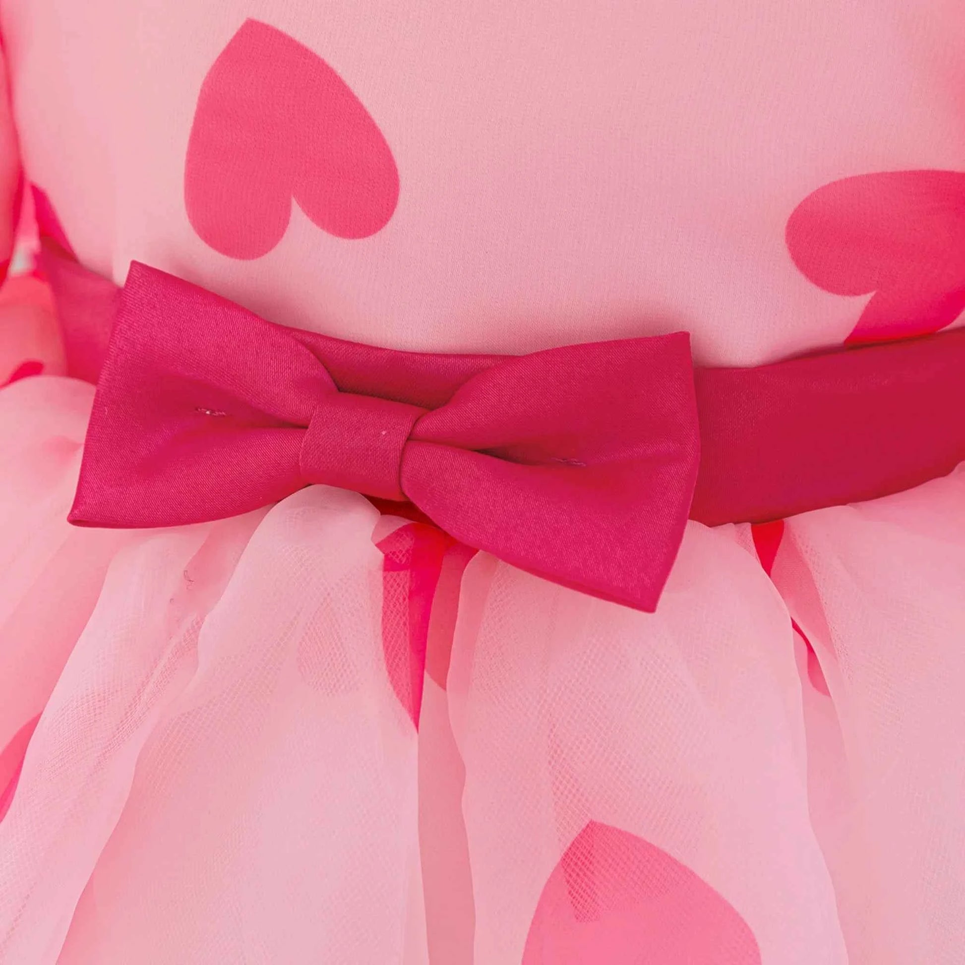 Infant Big Bow Love Print Baby Party Girls Dress Puff Sleeve Pink Tutu 1st Birthday Prom Dresses Girl Wedding Princess Ball Gown