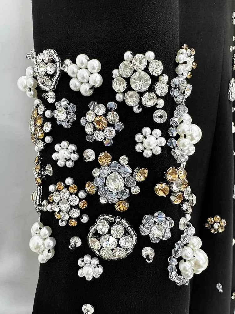 HIGH STREET Newest Fashion 2025 Designer Party Vestido Women's Formal Long Sleeve Luxurious Beaded Long Maxi Dress