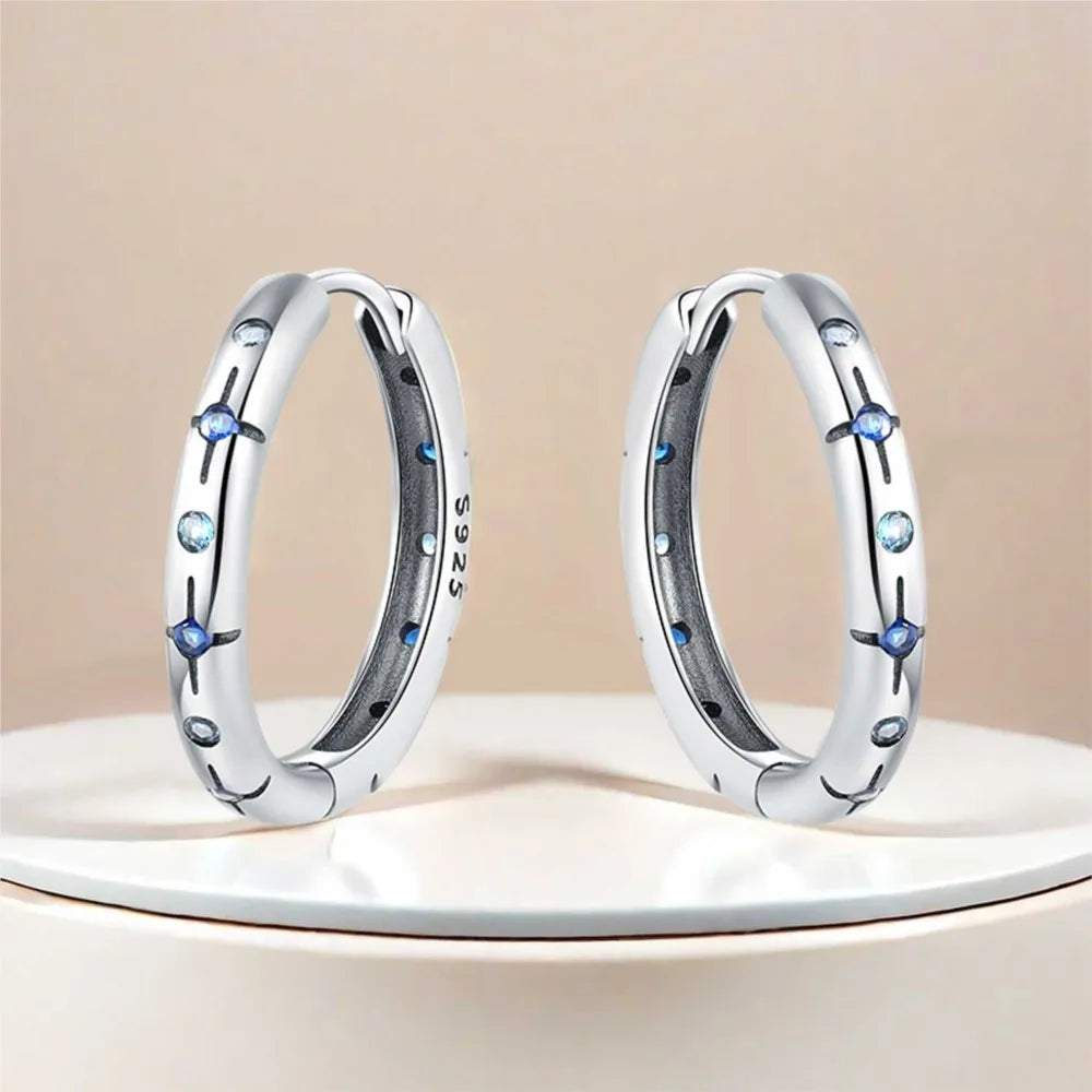 925 Sterling Silver Exquisite Blue star Earrings Jewelry Versatile Hoop Earrings For Women Jewelry Birthday Party Gifts - AMULET RING STORE