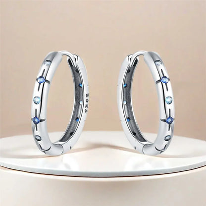 925 Sterling Silver Exquisite Blue star Earrings Jewelry Versatile Hoop Earrings For Women Jewelry Birthday Party Gifts - AMULET RING STORE