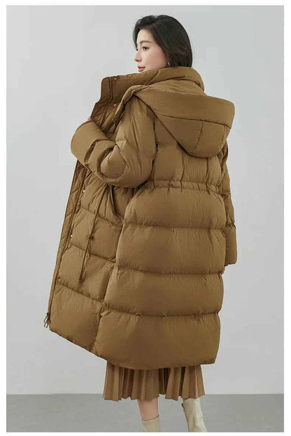 Ultra-Warm Down Jacket for Women 2025 Winter New Arrival Hooded, Knee-Length, Thickened, Waist-Defining, Versatile Coat