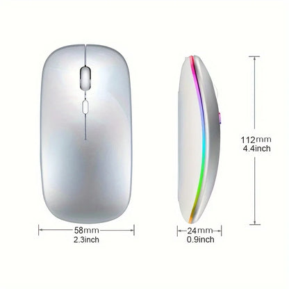 Wireless Mouse Bluetooth and 2.4GHz Dual Modes Rechargeable RGB Ergonomic Silent Click for PC iPad Laptop Cell Phone TV - AMULET RING STORE