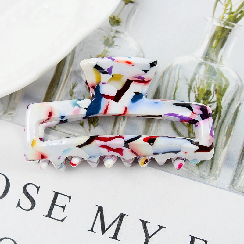 Mini Women's Hair Clips Colorful Geometric Hollow Crab Claw Clip Acetate Leopard Print Fashion Girls Hairpin Hair Accessories - AMULET RING STORE