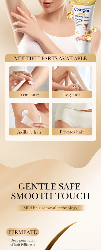 Fast Hair Removal Cream Painless Hair Growth Inhibitor Arm Armpit Legs Permanent Depilatory for Men Women Beauty Body Care 60g - AMULET RING STORE