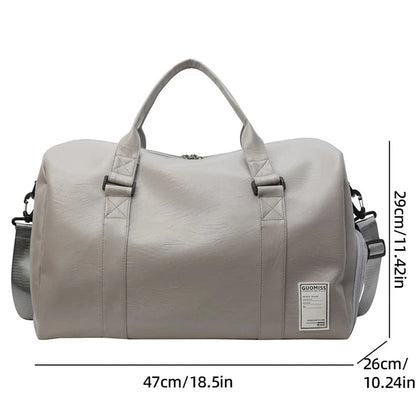 PU Travel Duffel Bag Waterproof Luggage Handbag with Shoes Pocket Weekender Overnight Daypack Dry Wet Sports Shoulder Tote Pack