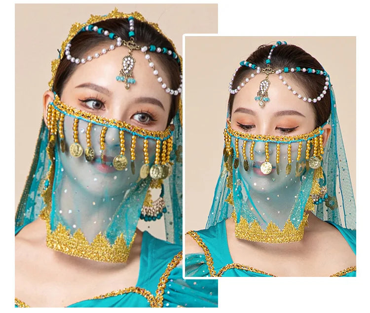 1pcs/lot woman fashion belly dance face veil lady dancing face accessories - AMULET RING STORE