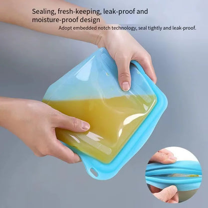 Silicone Zipper Bag,Kitchen Fresh-keeping Bags for Fruits and Vegetables,Portable Self-sealing Storage Bag for Daily Necessities - AMULET RING STORE