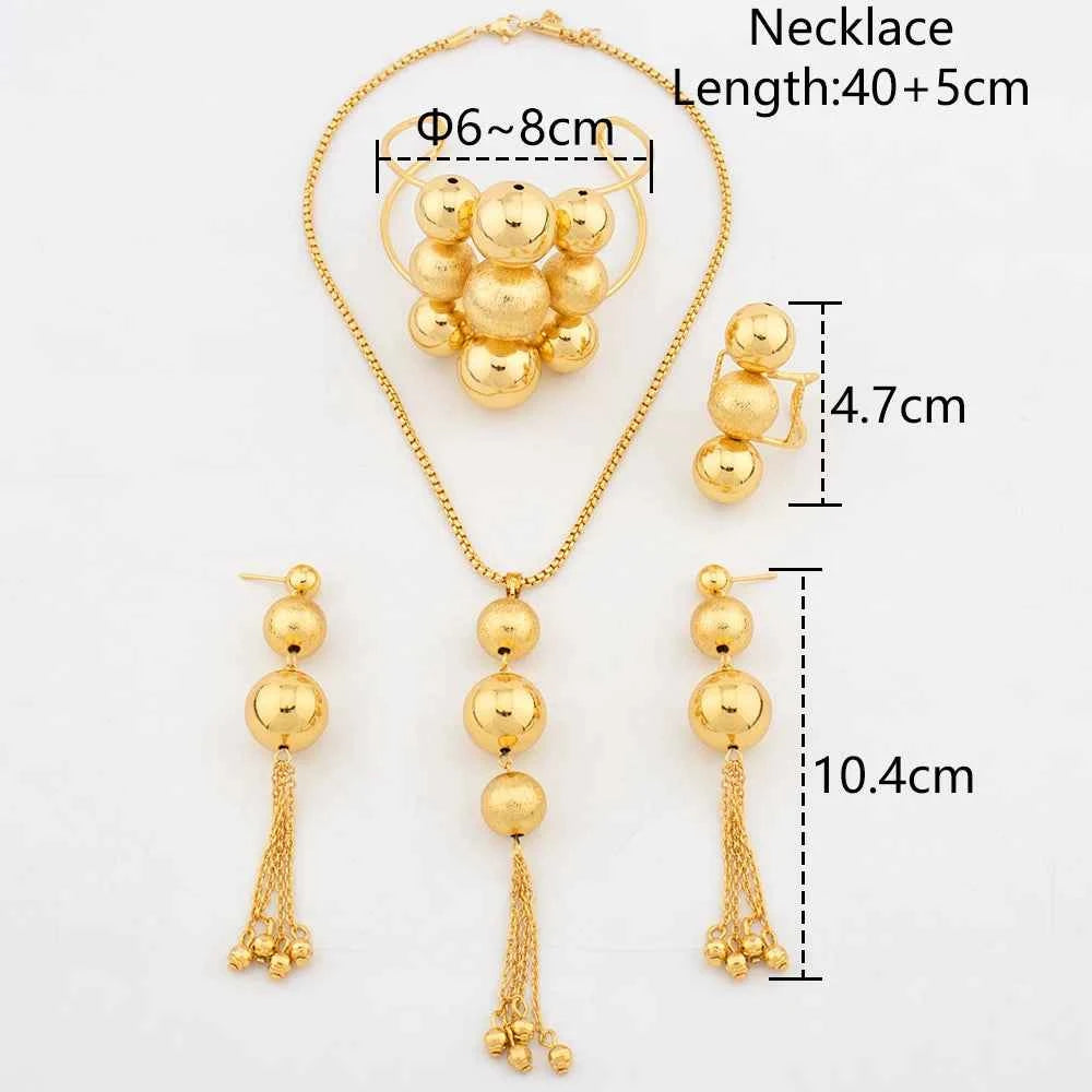 Fashion Women Necklace Bracelet Earrings Ring Dubai Jewelry Sets African Elegant Jewellery Set Bridal Wedding Party Gift