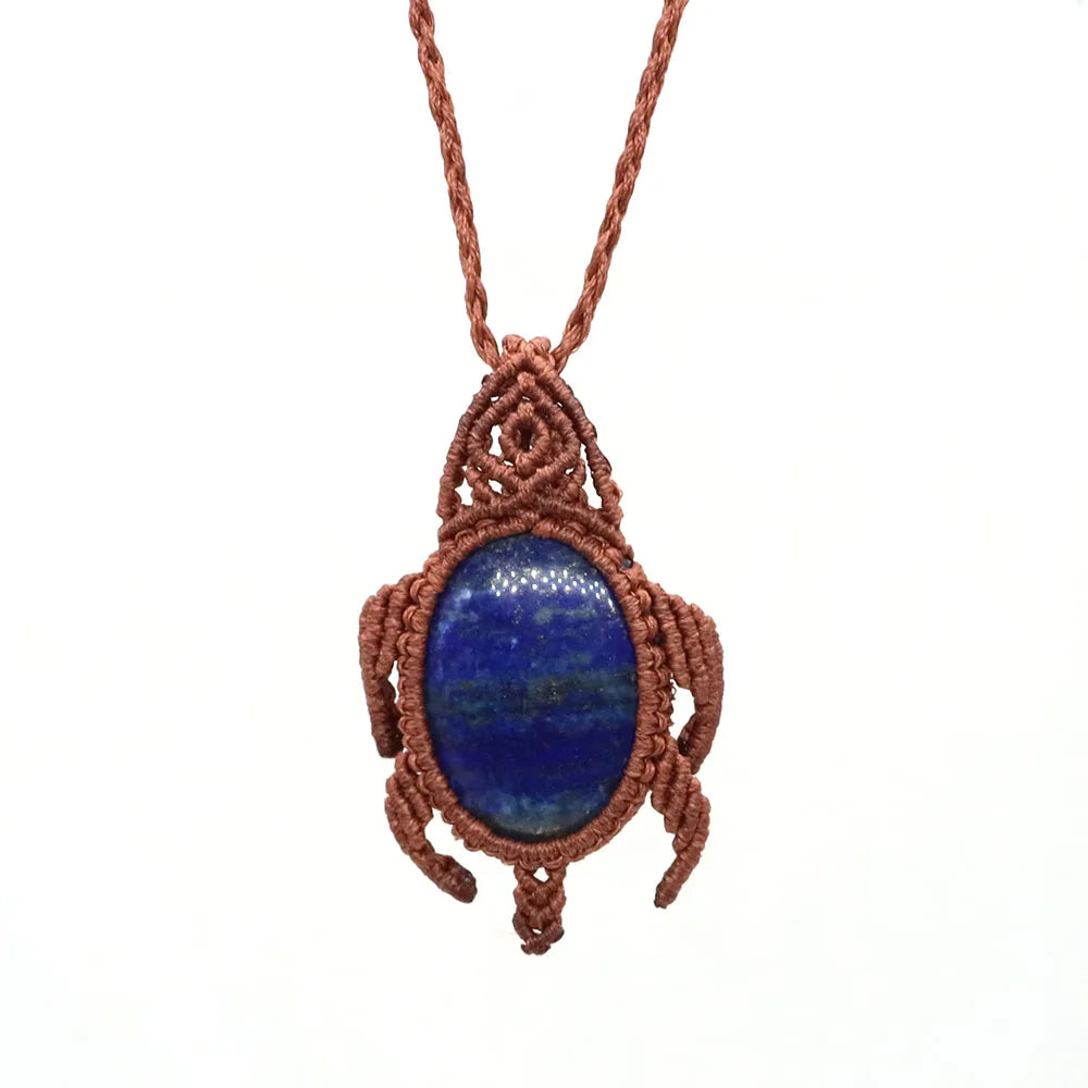 Natural Stones Tear Water Drop Pendant Crystals Healing Handmade Thread Rope Wrap Braided Macrame Chain Necklace Jewelry Gifts - AMULET RING STORE