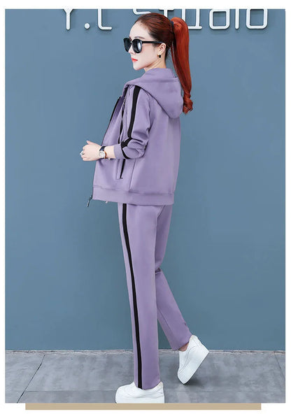 Spring Autumn Women Tracksuit Coats+Sweatshirts+Pants 3Pcs Suit Fashion Outfits Ladies Casual Clothing Sets Loose Sportswear