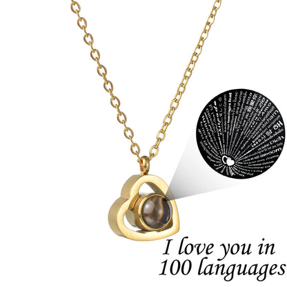 Atoztide Personalized Custom Photo Projection Necklace Heart with Picture Stainless Steel for Women Valentine's Day Jewelry Gift