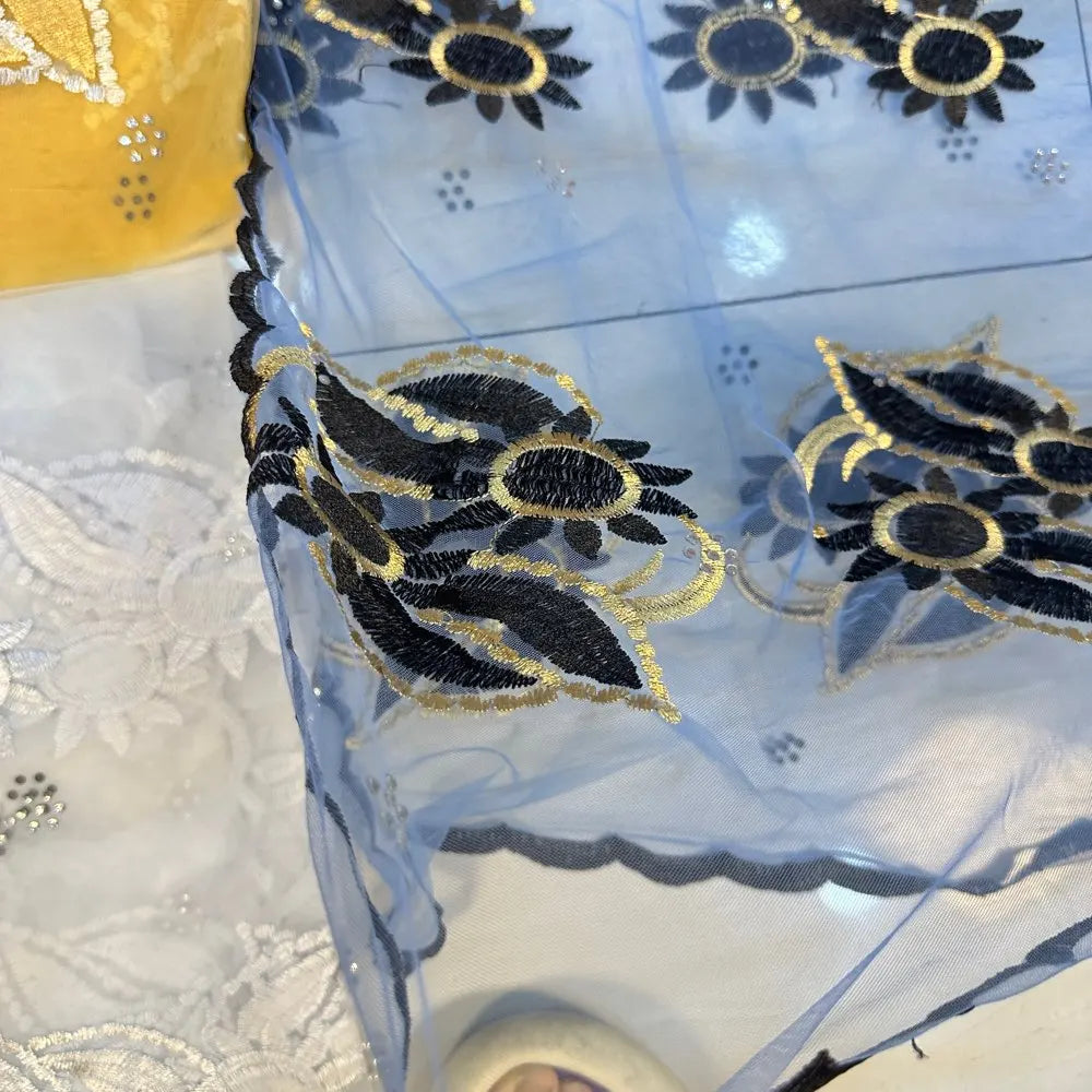 on sale 2025 New African Net Hijab Scarf For Muslim Women African Dubai Islam Headscarf Embroidery Shawls voile - AMULET RING STORE