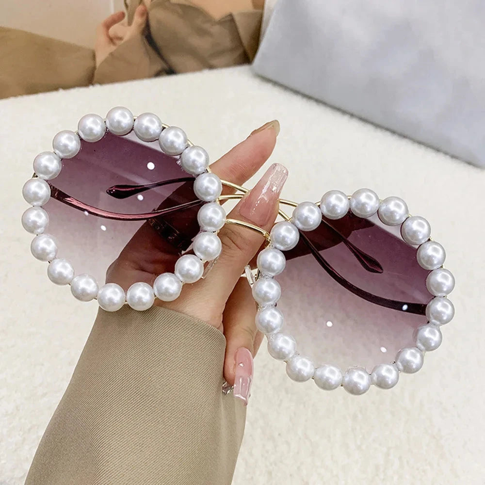 Pearls Decorative Sunglasses Women Luxury Fashion Trend Sun Glasses Gradient Color Lenses UV Protection Eyewear Fast Shipping