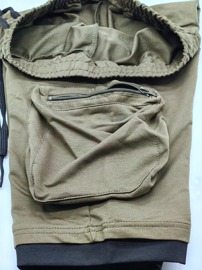Mens Summer Cargo Shorts Cotton Workout Fitness Shorts Breathable Jogger Training Gyms Bodybuilding Multi Pocket Yellow Shorts