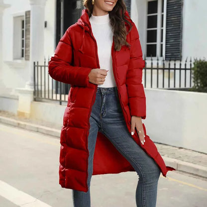 Women's Padded Coat Autumn Winter Simple Basics Zipper Long Sleeve Hoodie Daily Long Padded Clothes