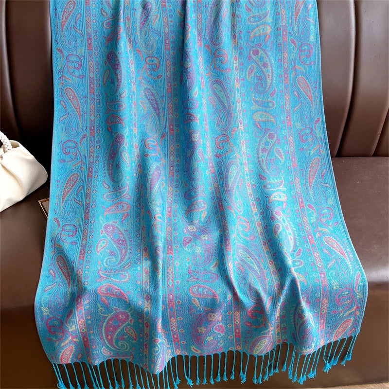 Elegant Ethnic Autumn Cashmere Shawl for Women Jacquard Pashmina Scarves Bufandas De Invierno Mujer Female Foulard Stoles Scarf - AMULET RING STORE